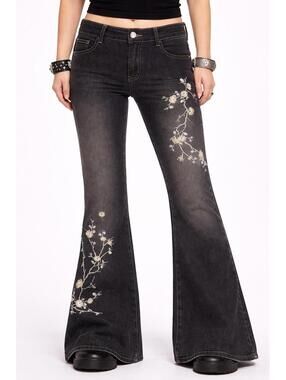 Midnight Blossom Flared Jeans
